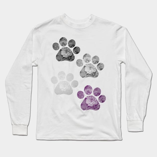 Subtle Floral Paw Print flag Long Sleeve T-Shirt by Gedwolcraeft